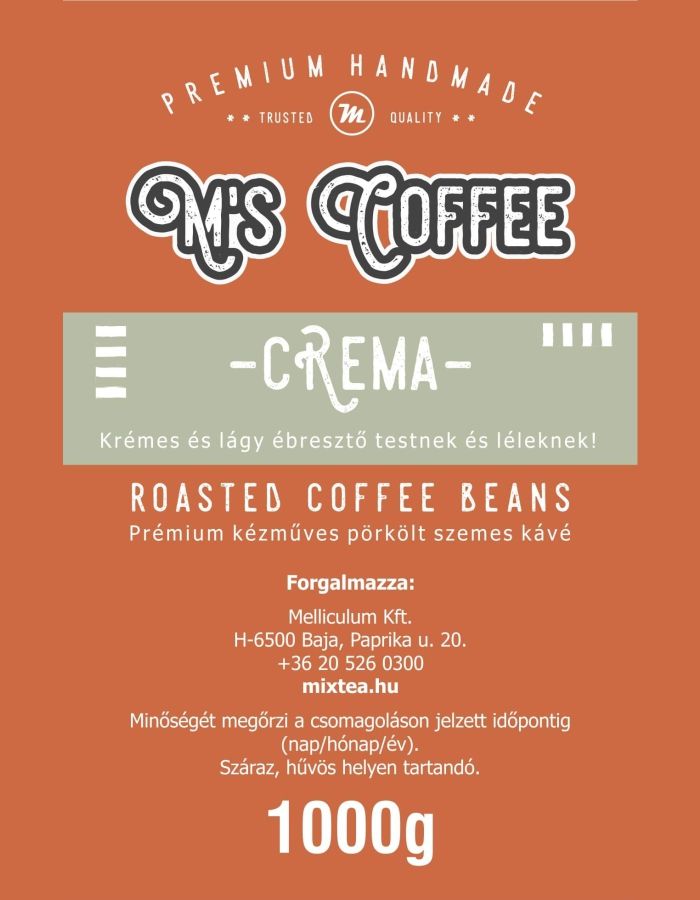 M's Coffe CREMA 1000g pörkölt szemes kávé